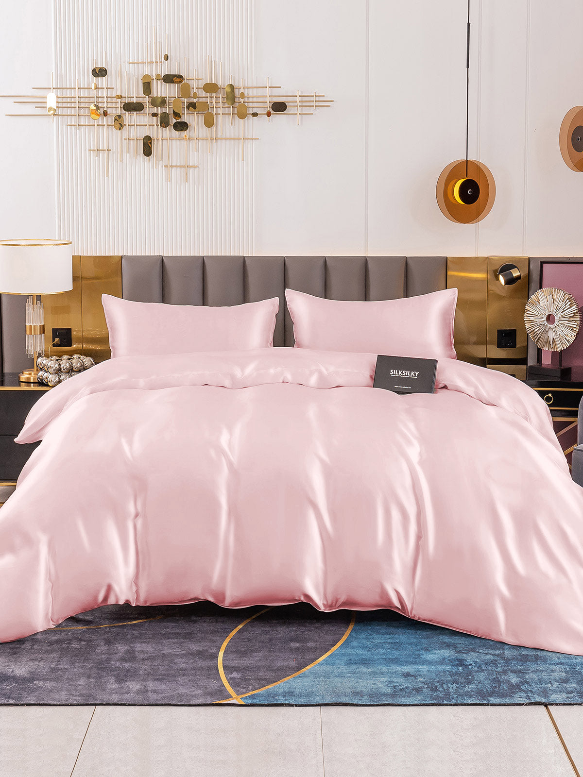 SilkSilky US 19Momme Pure Silk Bedding Set Pink 002