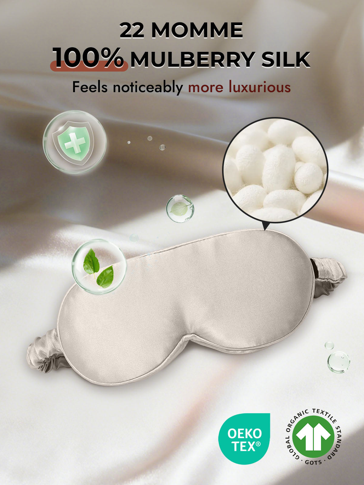 [Light Gray] SilkSilky  22Momme Eye Mask 006