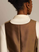 [Bronze] SilkSilky  32Momme Silk-Wool Blend Sleeveless V Neck Women's Vest 005