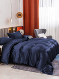 SilkSilky US 19Momme Pure Silk Bedding Set DarkBlue 003