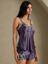 [Purple Gray] SilkSilky  Spaghetti Strap V Neck Camisole Set 005