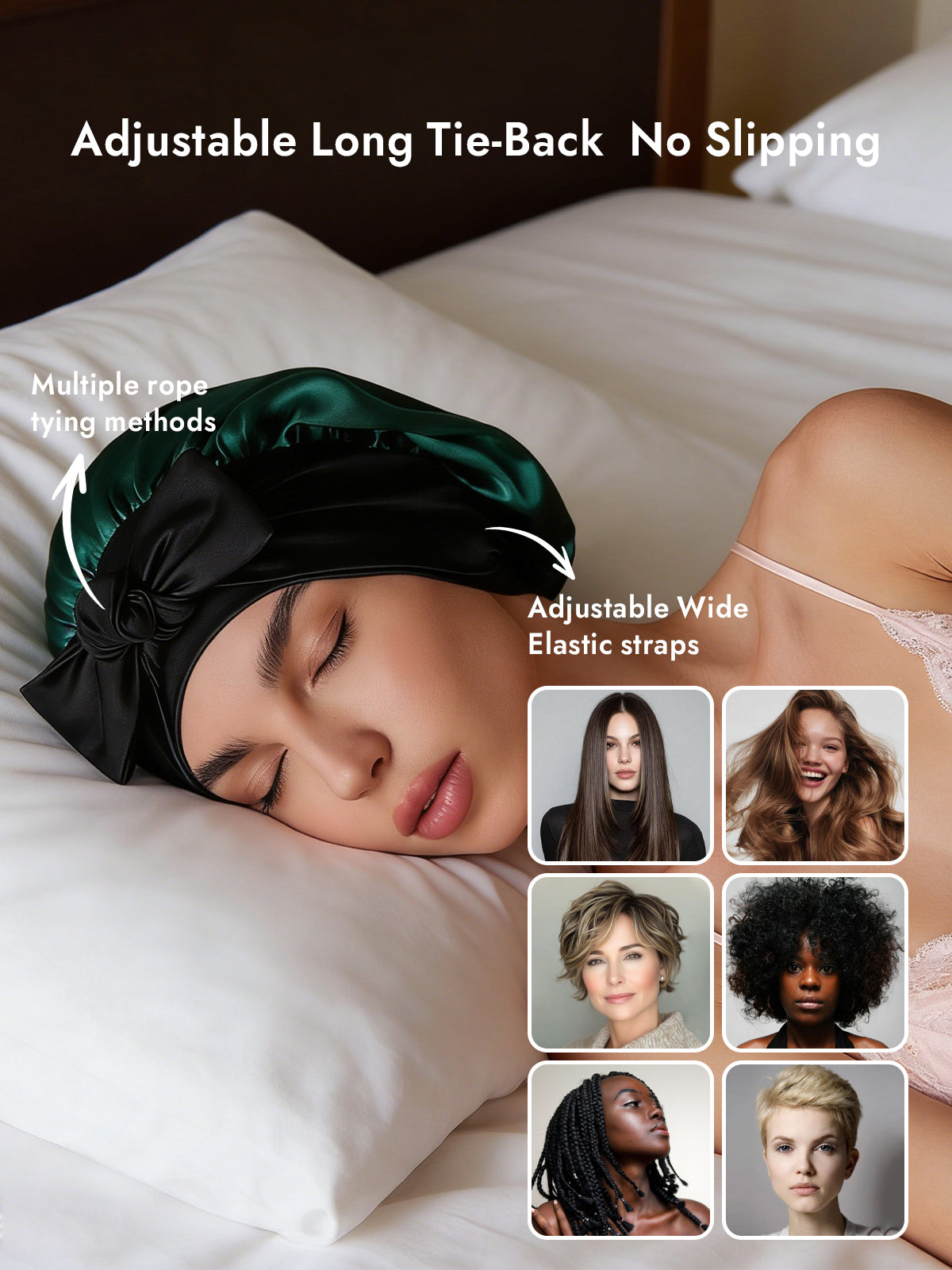 [Dark Green] SilkSilky  Pure Silk Sleep Cap 004