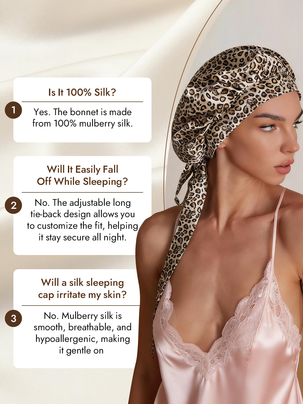 [Leopard] SilkSilky  Pure Silk Sleep Cap 007