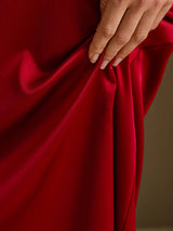 [Wine] SilkSilky 3/4 Sleeve Round Neck Dress 004