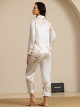 [White] SilkSilky  Long Sleeve Lapel Collar Women's Pajamas 002