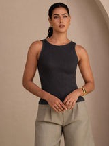 [Gray] SilkSilky  Sleeveless Round Neck Camisole Top 006