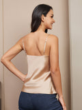 SilkSilky US Pure Silk Sleeveless V Neck Camisole Top Champagne 003