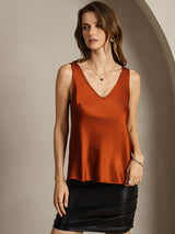 [Caramel] SilkSilky  Sleeveless V Neck Camisole Top 007