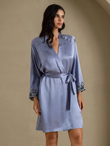 [Steel Blue] SilkSilky  3/4 Sleeve Women's Robe 007