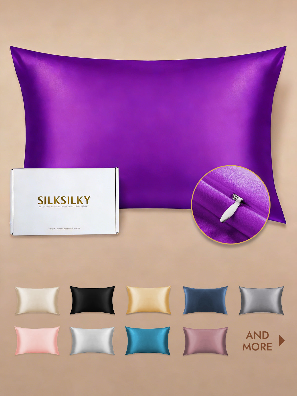 [Purple] SilkSilky  19Momme Pure Silk Pillowcase 001
