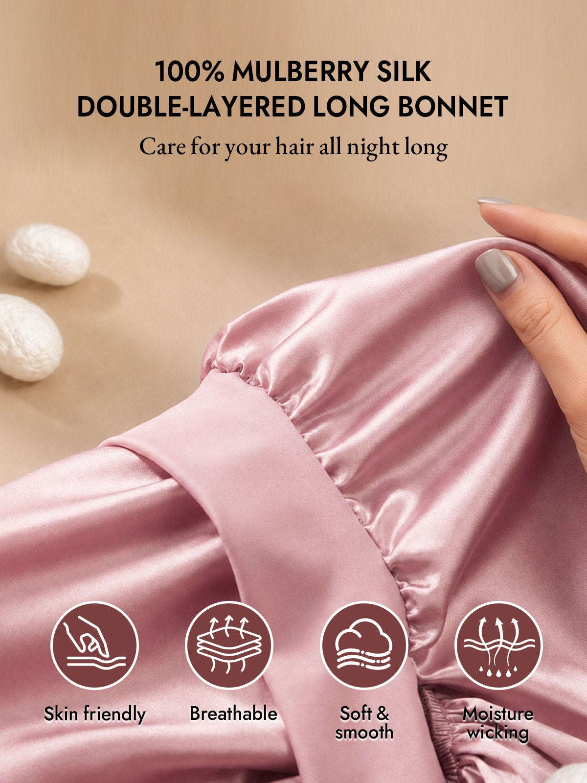 [Pink] SilkSilky Sleep Cap 002