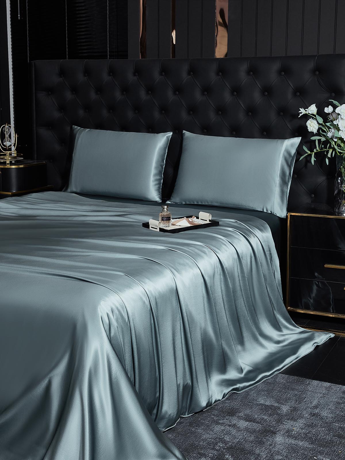 [Grayish Blue] SilkSilky  19Momme Pure Silk Bedding Set 003