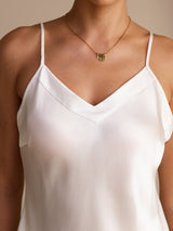 [White] SilkSilky Spaghetti Strap V Neck Camisole Top 003