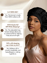 [Black] SilkSilky  Pure Silk Sleep Cap 007