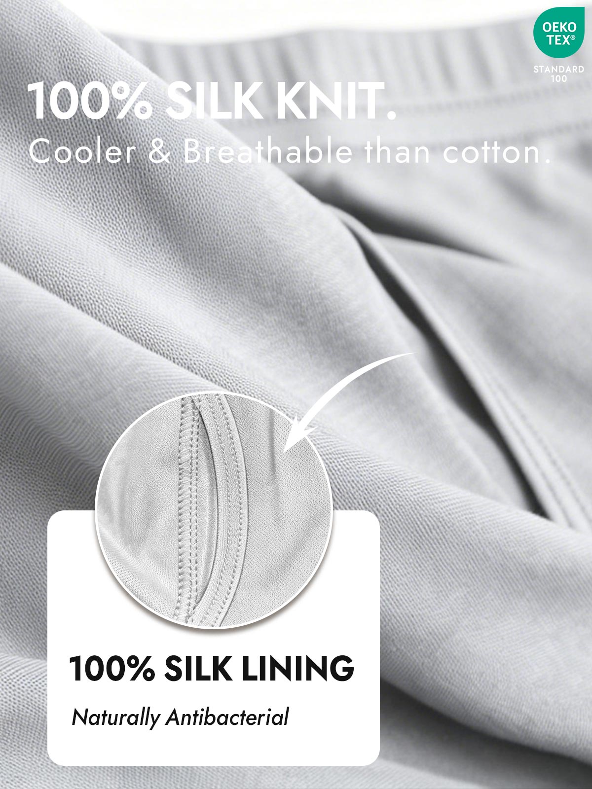 [Gray] SilkSilky  100% Silk Jersey Men's Underwear 002
