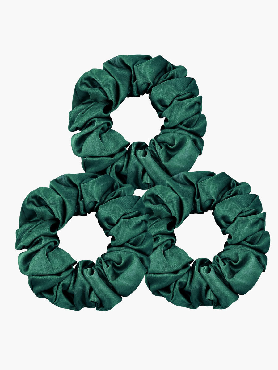 SilkSilky  19Momme Pure Silk Scrunchie DarkGreen 002