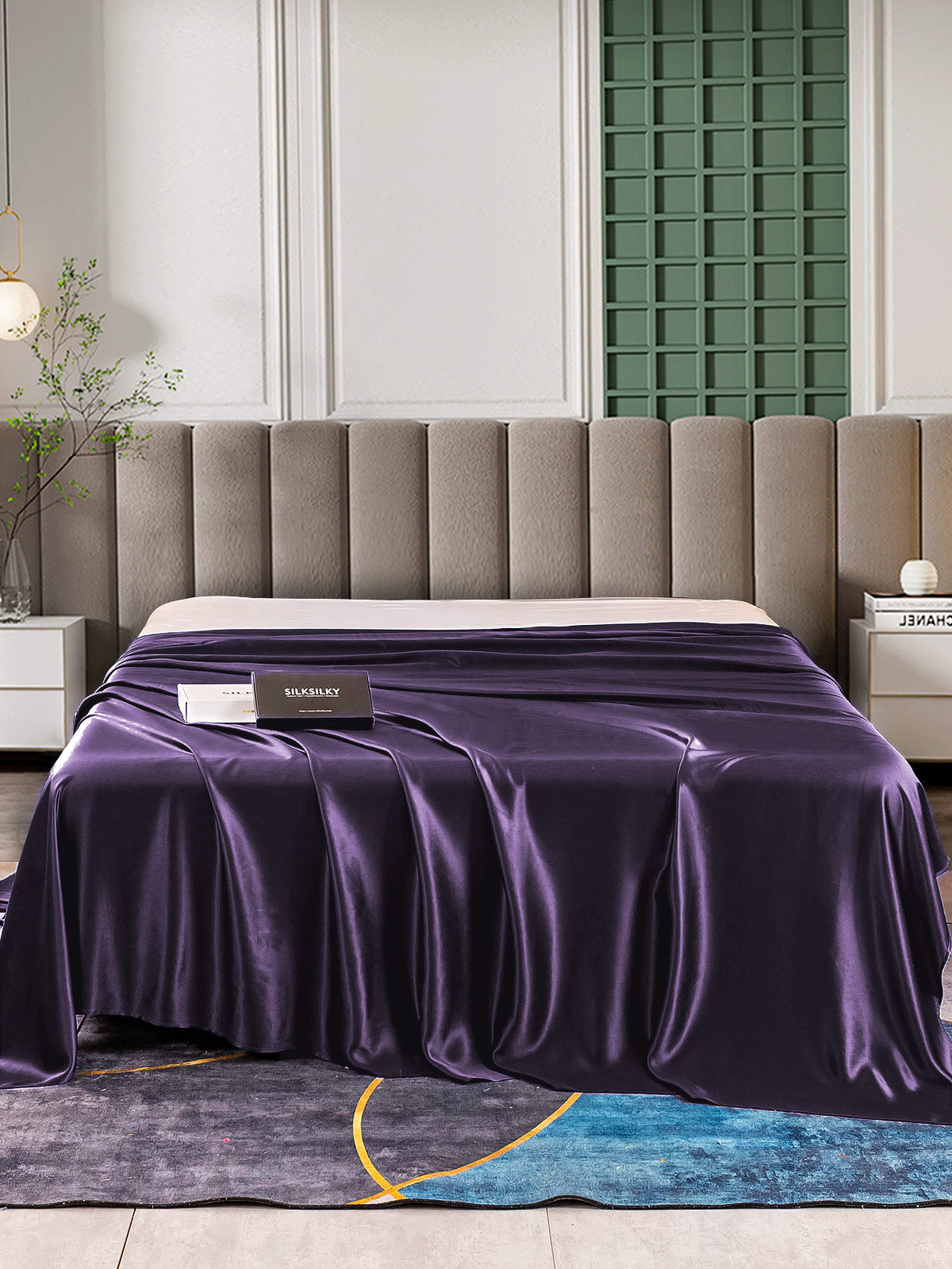 SilkSilky US 25Momme Pure Silk Sheet DeepPurple 002