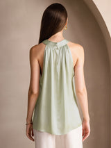 [Light Green] SilkSilky  Sleeveless Halter Women's T-Shirt 002