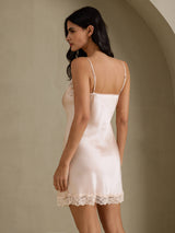 [Pink] SilkSilky  Spaghetti Strap V Neck Nightgown 002