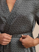 [Black Ginkgo] SilkSilky Long Sleeve Mens Robe 006