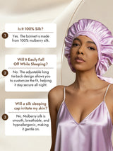 [Lavender] SilkSilky  Pure Silk Sleep Cap 007