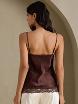 [Brown] SilkSilky  Spaghetti Strap V Neck Camisole Top 002