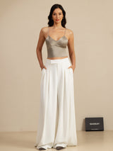 [Khaki] SilkSilky  Spaghetti Strap V Neck Camisole Top 008