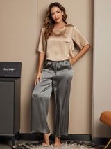[Multi] SilkSilky  Half Sleeve Round Neck Women's Pajamas 001