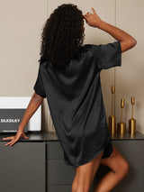 [Black] SilkSilky  Short Sleeve Round Neck Women's Pajamas 006