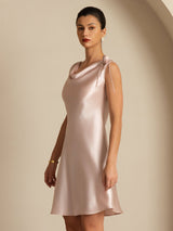[Pink] SilkSilky Sleeveless Cowl Neck Dress 004
