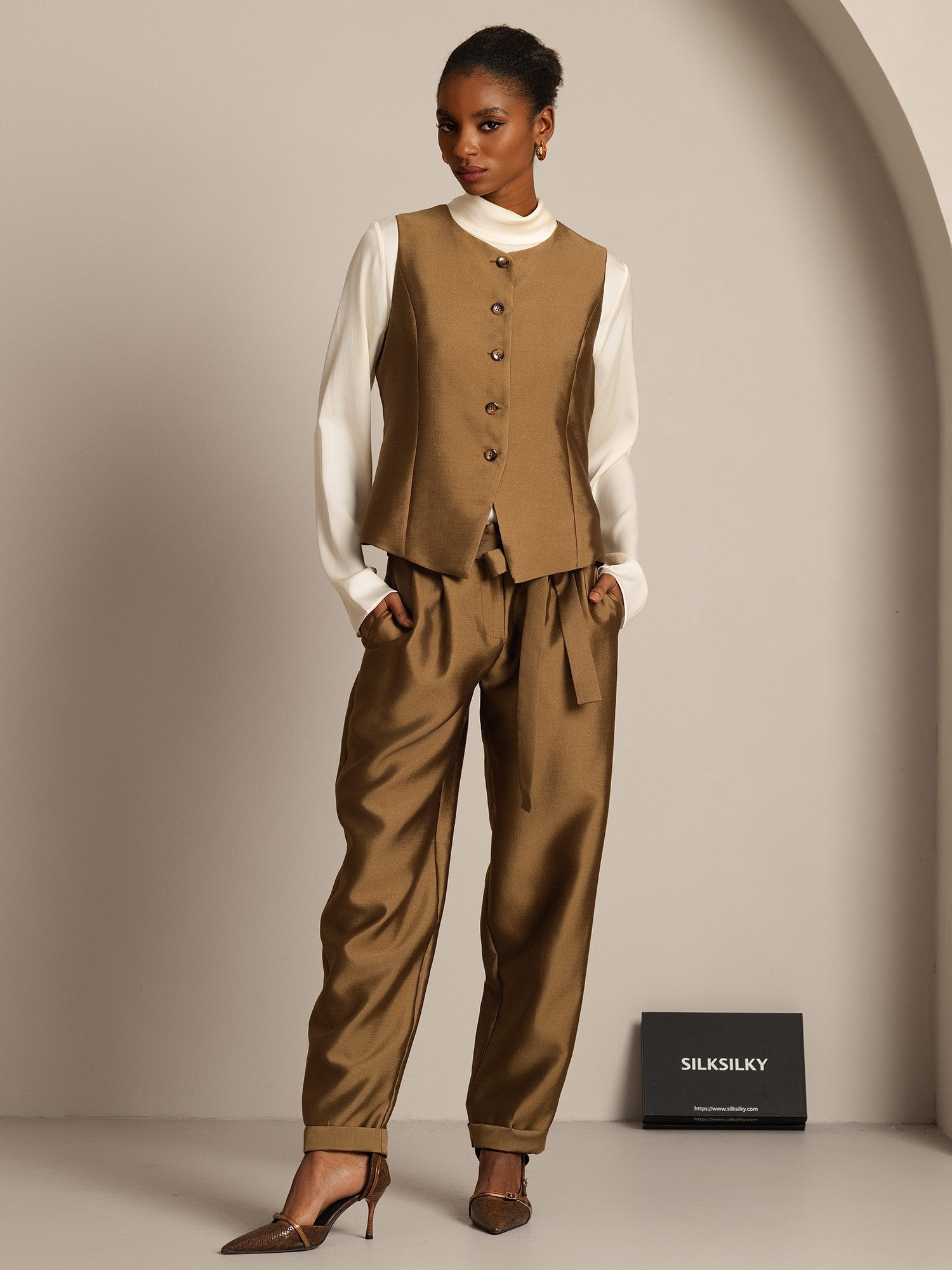 [Bronze] SilkSilky 32Momme Silk Womens Vest 006