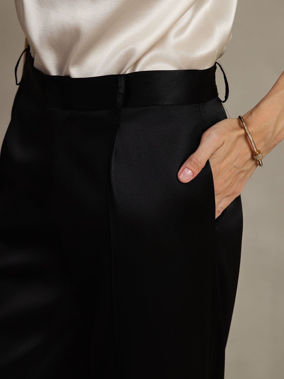 [Black] SilkSilky 19Momme Silk Womens Pants 004