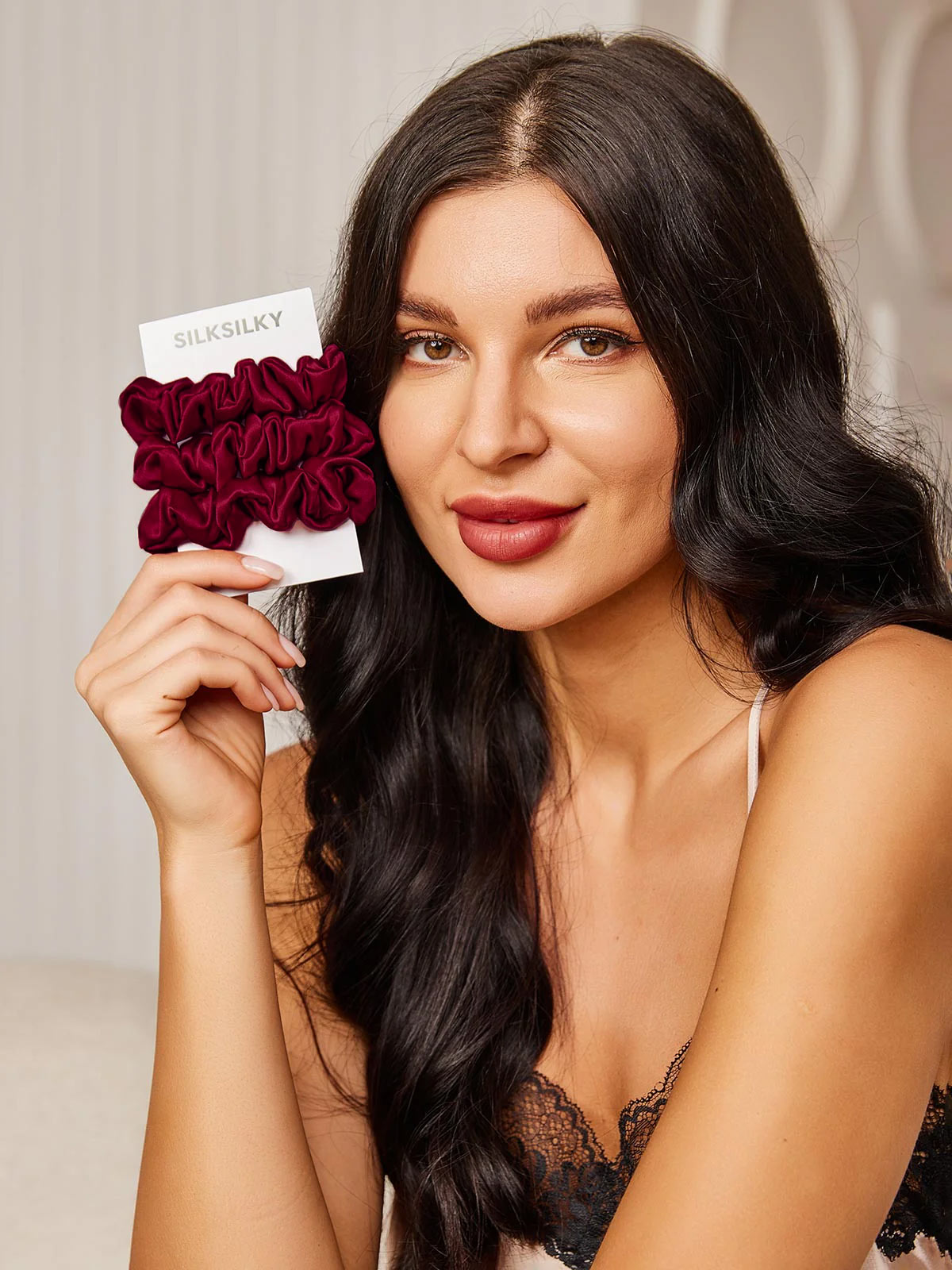 [Fuchsia] SilkSilky  19Momme Pure Silk Scrunchie 002