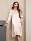 SilkSilky US Pure Silk Long Sleeve Nightgown Champagne 004