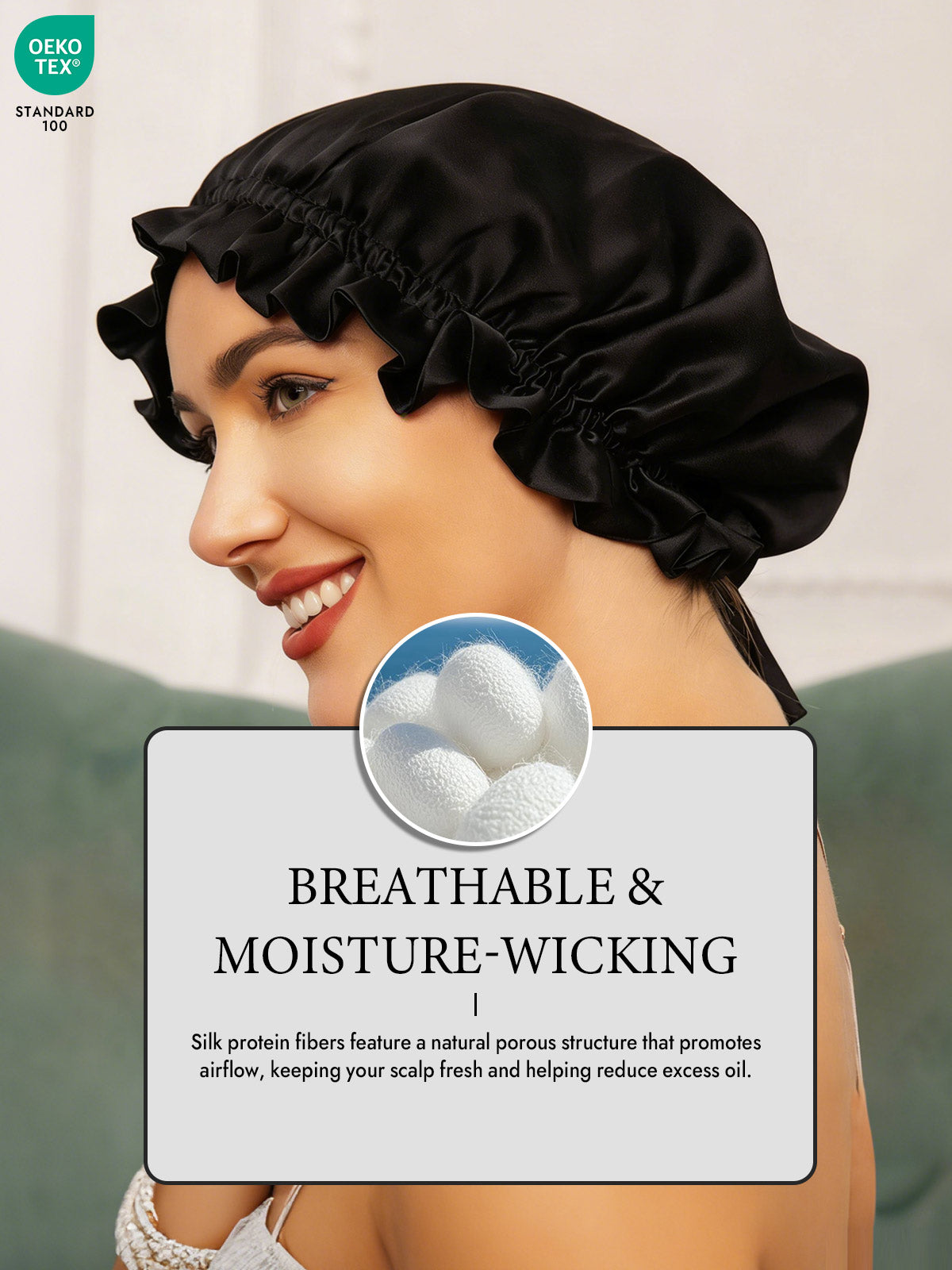 [Black] SilkSilky  Sleep Cap 004