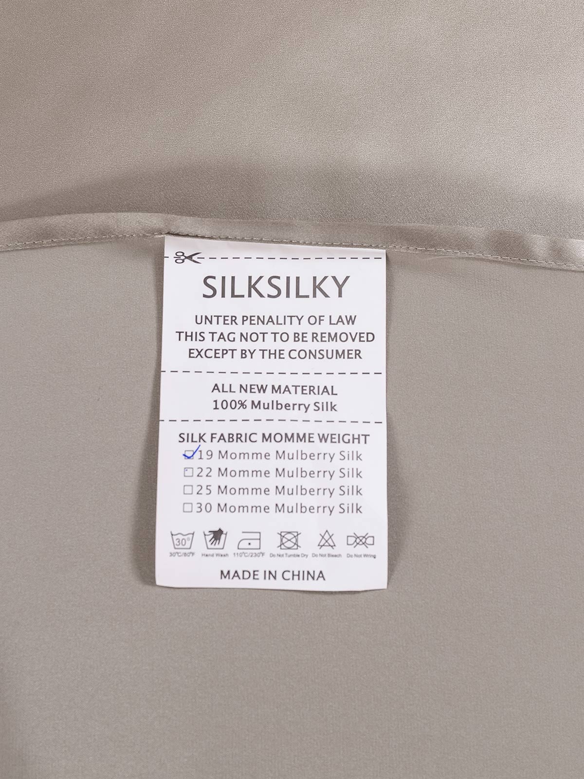 SilkSilky US 19Momme Pure Silk Bedding Set Gray 005