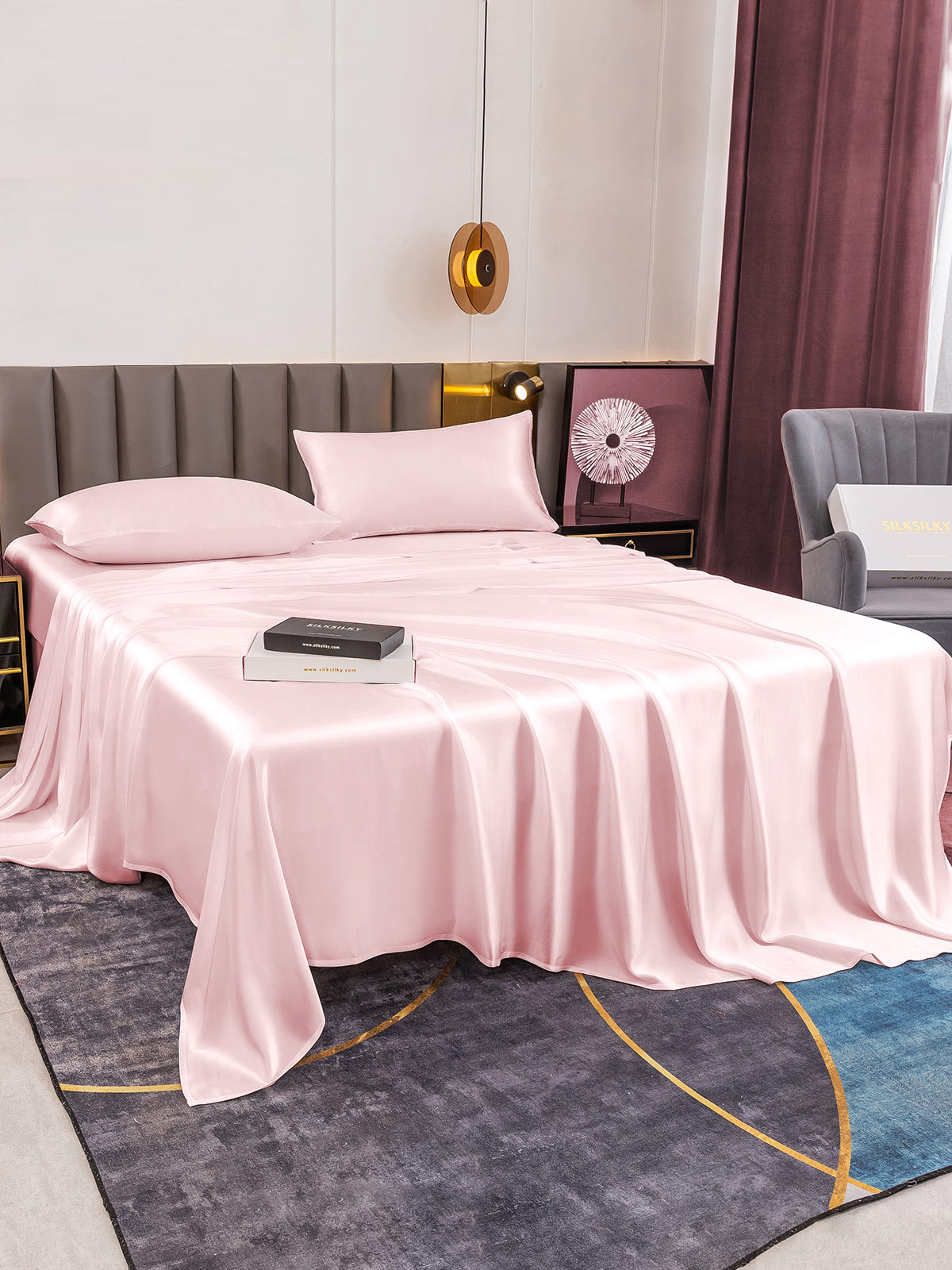 SilkSilky US 19Momme Pure Silk Bedding Set Pink 003