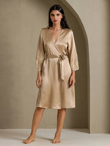 [Champagne] SilkSilky  3/4 Sleeve Women's Robe 003