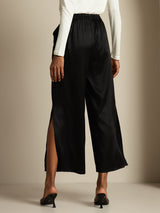 [Black] SilkSilky  19Momme Silk Split Women's Pants 002,
