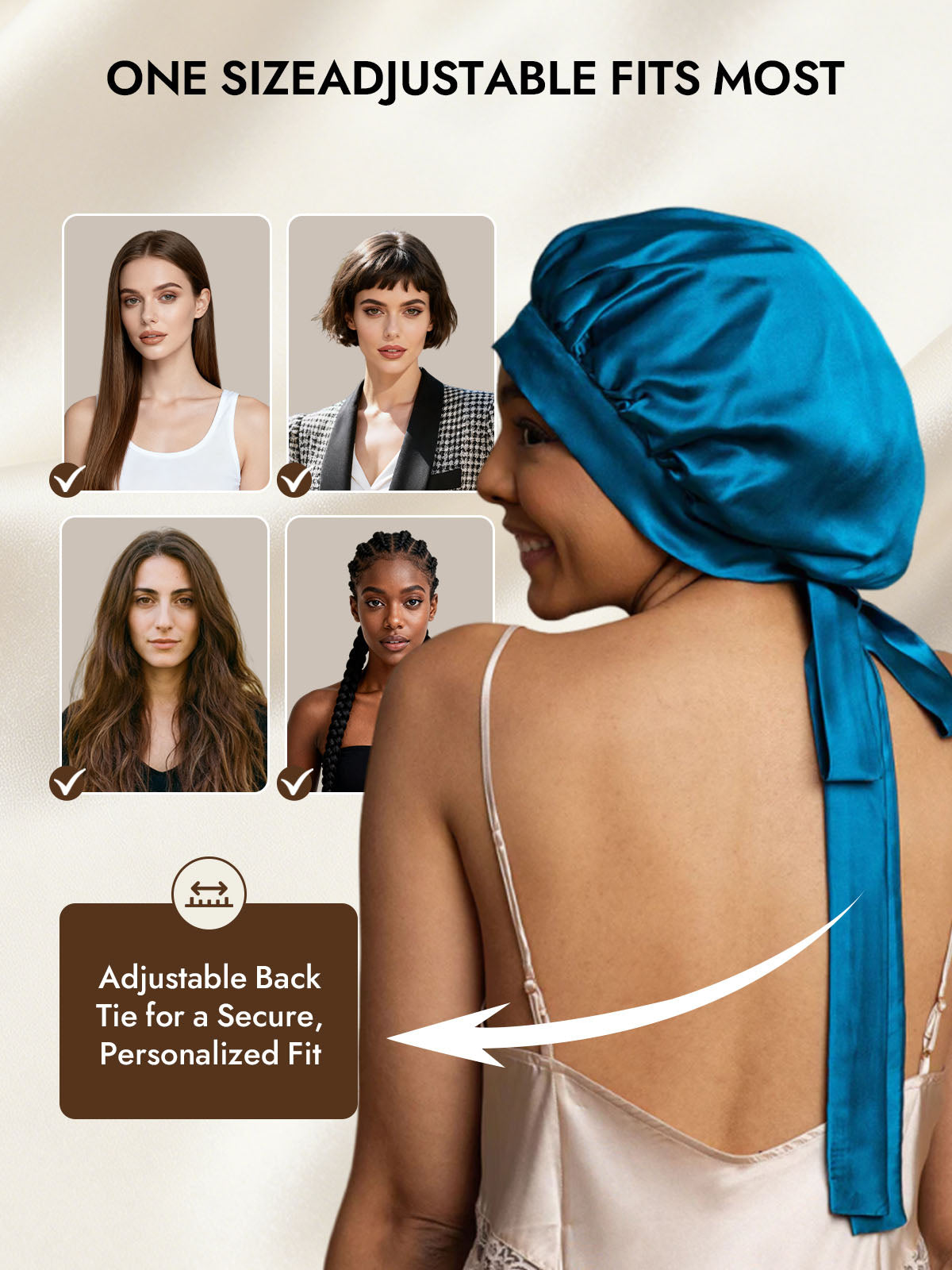 [Teal] SilkSilky  Pure Silk Sleep Cap 005