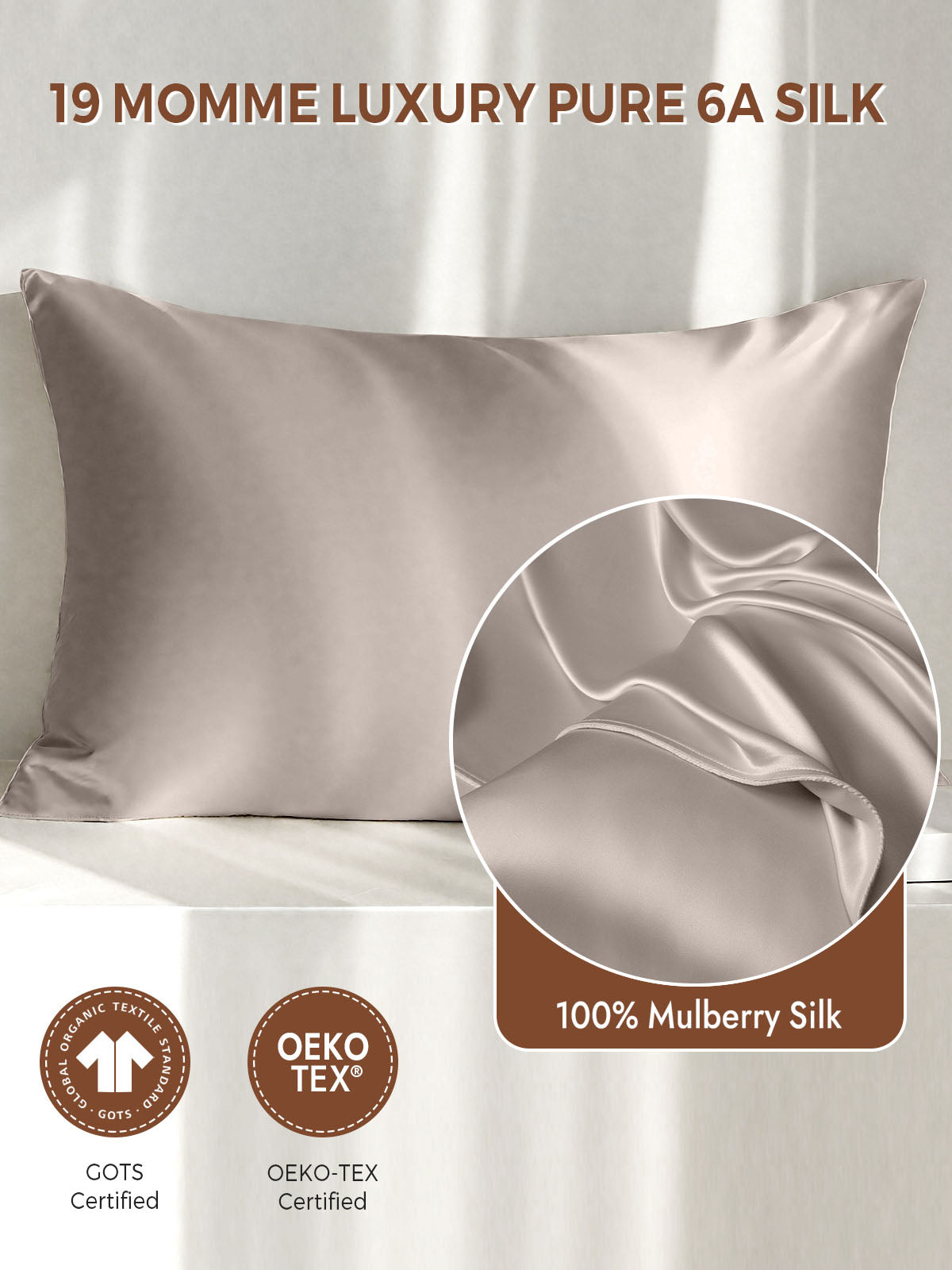 19Momme 100% Mulberry Silk Pillowcase - Envelope Closure