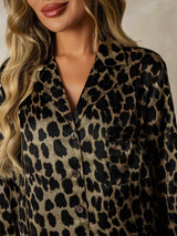 [Leopard] SilkSilky  Long Sleeve Notch Collar Nightshirt 005