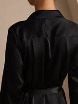 [Black] SilkSilky Long Sleeve Lapel Collar Dress 004