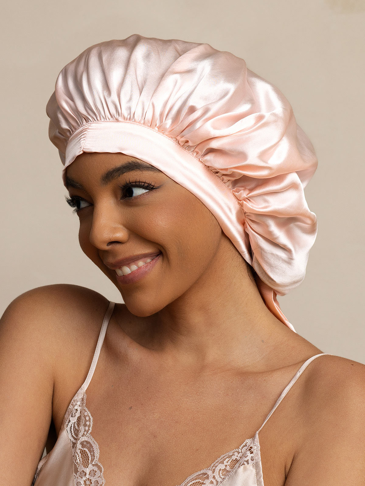 [Light Pink] SilkSilky  Pure Silk Sleep Cap 001