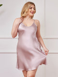 SilkSilky US Pure Silk Deep V Neck Plus Size Dress Lavender 003