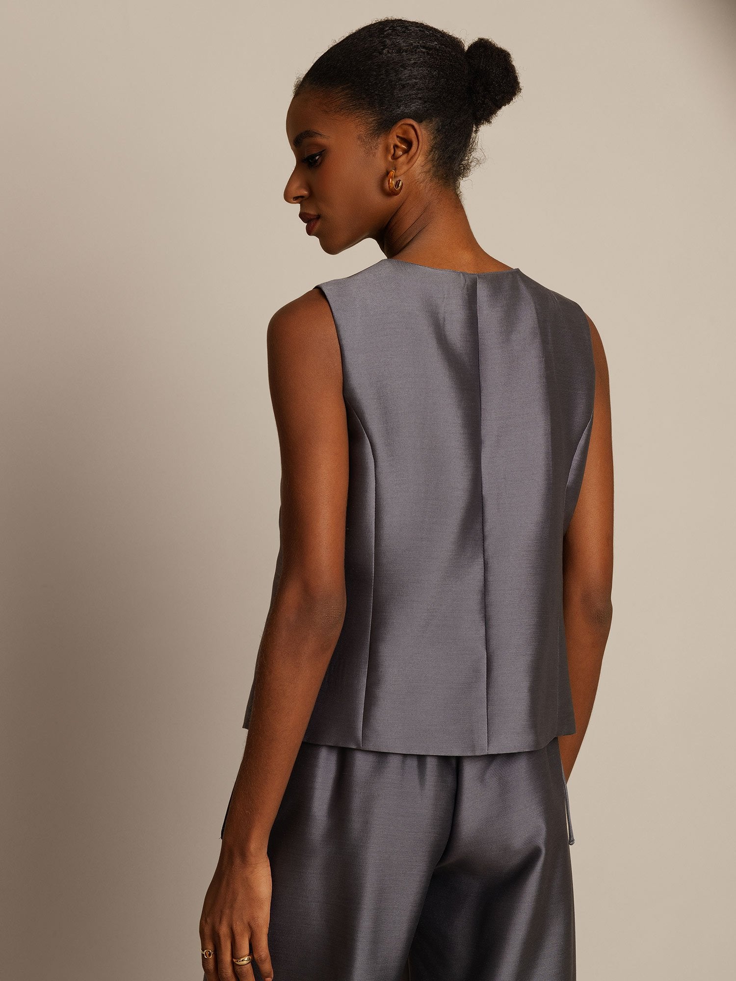 [Gray] SilkSilky 32Momme Silk Womens Vest 002