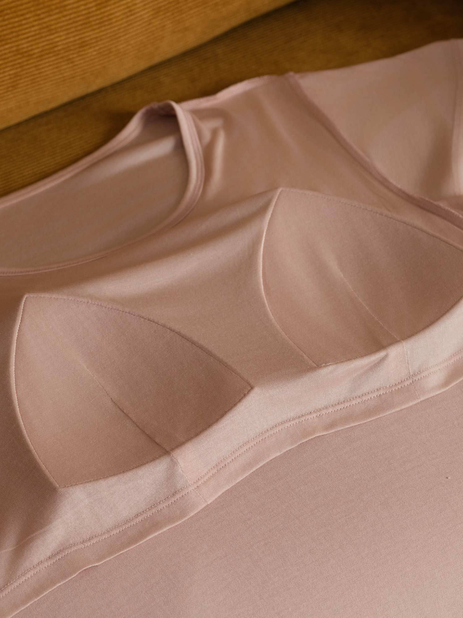 [Pink] SilkSilky  Pure Silk Round Neck Nightgown 005