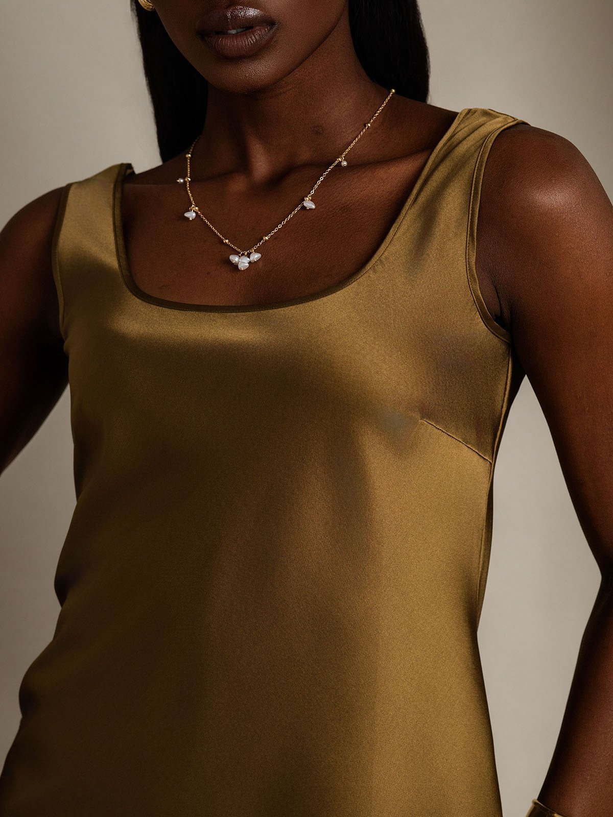 [Brown] SilkSilky  19Momme Silk U Neck Camisole Top 008