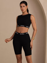 [Black] SilkSilky  Sleeveless Crew Neck Women's Outfit Sets 004