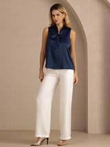 [Dark Blue] SilkSilky Sleeveless Tie Neck Camisole Top 008